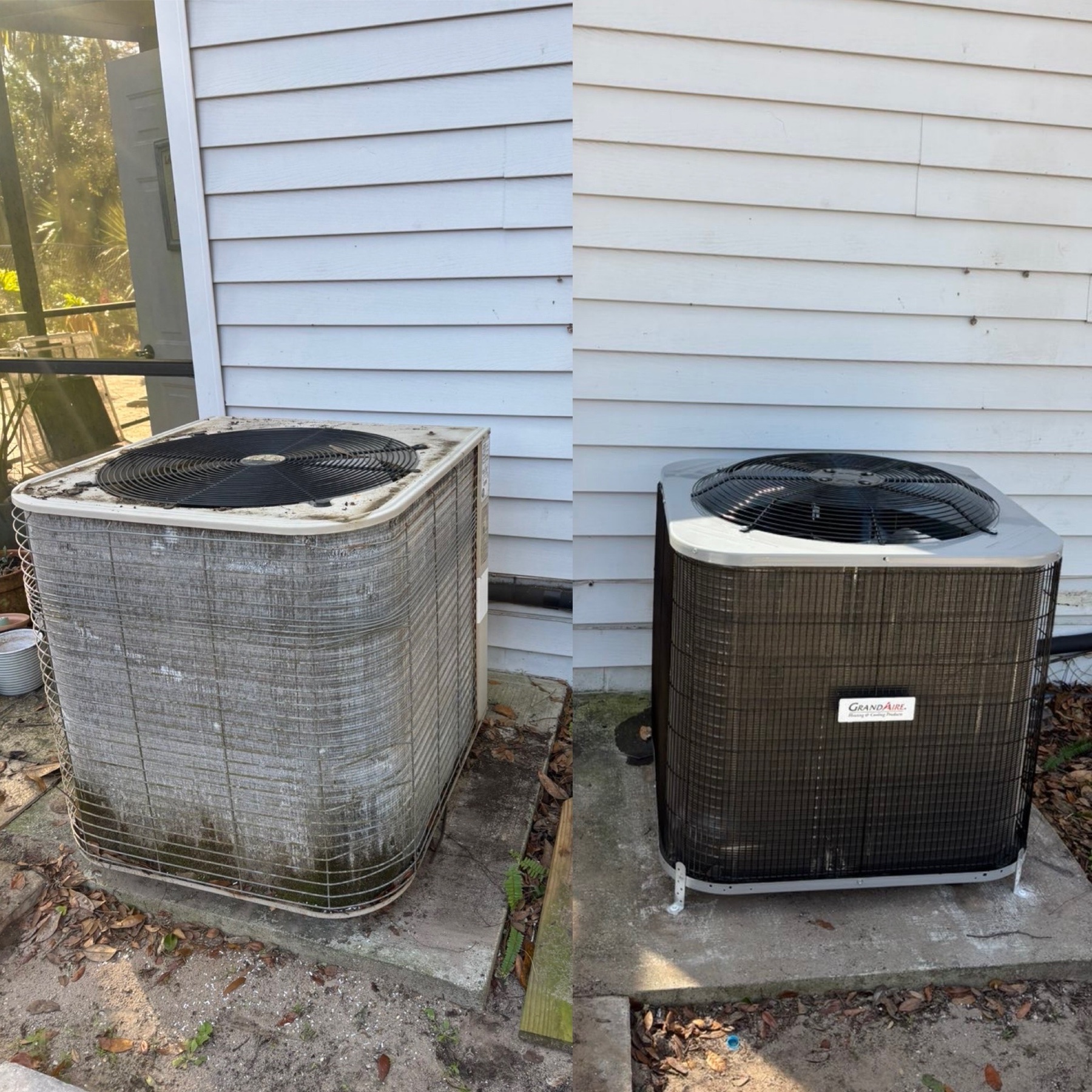 Before and after air conditioning system replacement